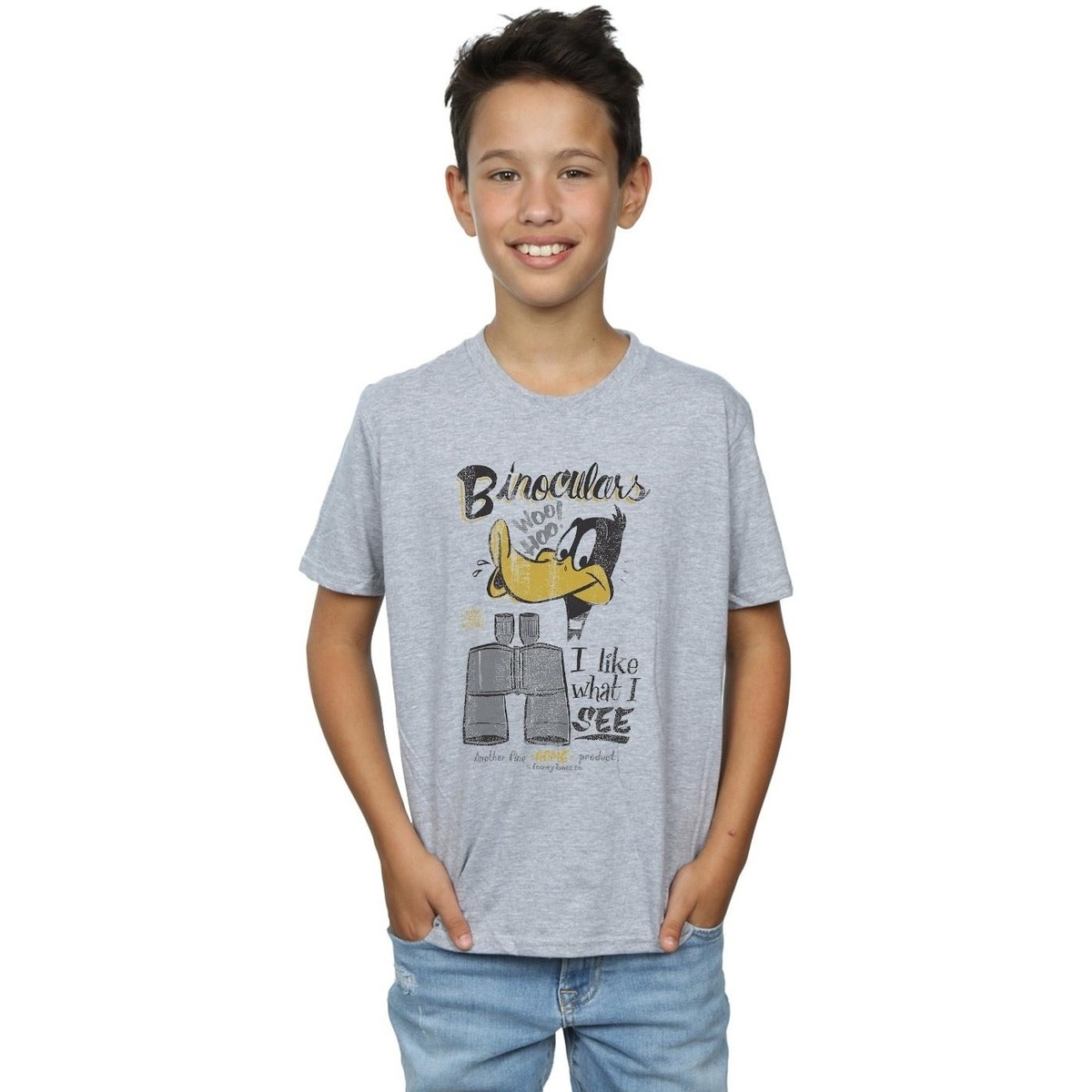 textil Niño Camisetas manga corta Dessins Animés Daffy Duck Binoculars Gris