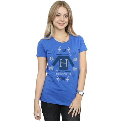 textil Mujer Camisetas manga larga Harry Potter Christmas Knit Azul