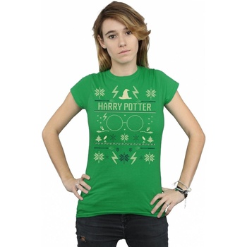 textil Mujer Camisetas manga larga Harry Potter Christmas Pattern Verde