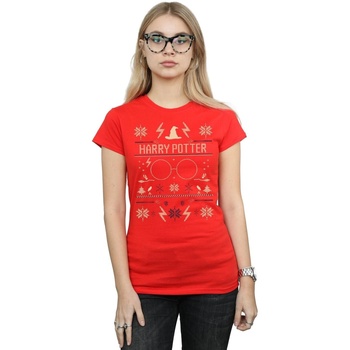textil Mujer Camisetas manga larga Harry Potter Christmas Pattern Rojo