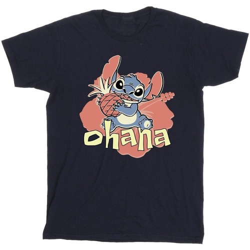 textil Niña Camisetas manga larga Disney Lilo And Stitch Ohana Pineapple Azul