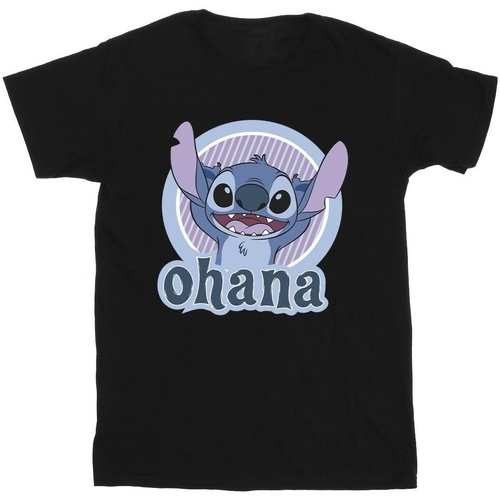 textil Niña Camisetas manga larga Disney Lilo And Stitch Ohana Circle Negro