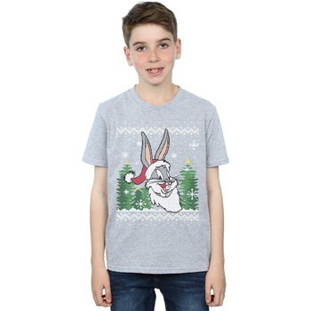 textil Niño Camisetas manga corta Dessins Animés Bugs Bunny Christmas Fair Isle Gris