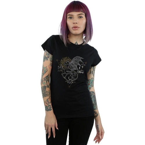 textil Mujer Camisetas manga larga Harry Potter Thestral Line Art Negro