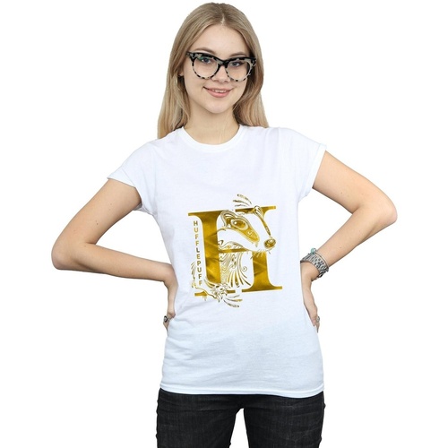 textil Mujer Camisetas manga larga Harry Potter Hufflepuff Badger Blanco