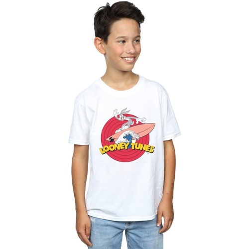 textil Niño Camisetas manga corta Dessins Animés Bugs Bunny Surfing Blanco
