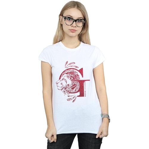 textil Mujer Camisetas manga larga Harry Potter Gryffindor Glitter Blanco