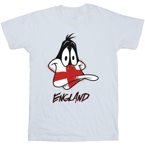 textil Niño Camisetas manga corta Dessins Animés Daffy England Face Blanco