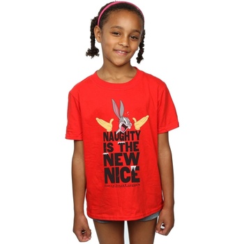 textil Niña Camisetas manga larga Dessins Animés Naughty Is The New Nice Rojo