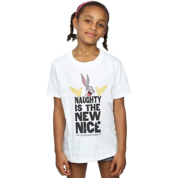 textil Niña Camisetas manga larga Dessins Animés Naughty Is The New Nice Blanco
