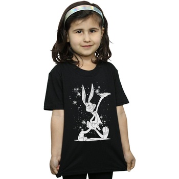 textil Niña Camisetas manga larga Dessins Animés Bugs Bunny Let It Snow Negro