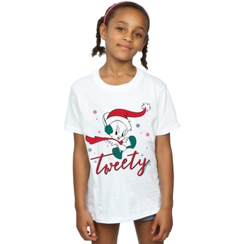 textil Niña Camisetas manga larga Dessins Animés Tweety Pie Christmas Blanco