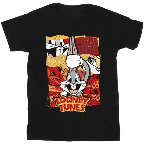 textil Niña Camisetas manga larga Dessins Animés Bugs Rabbit Comic New Year Negro