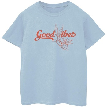 textil Niña Camisetas manga larga Dessins Animés Bugs Bunny Good Vibes Azul