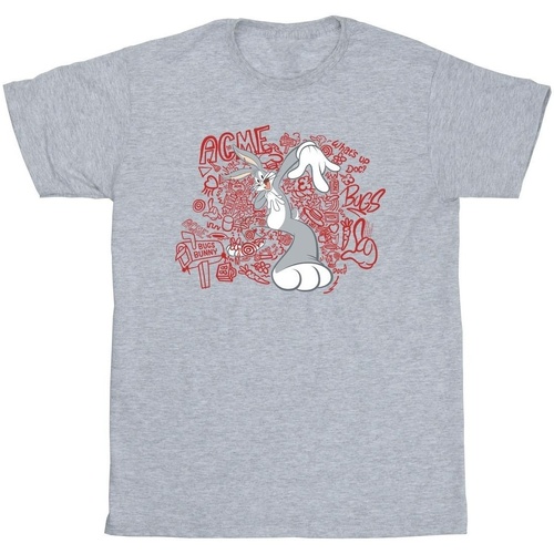 textil Niña Camisetas manga larga Dessins Animés ACME Doodles Bugs Bunny Gris