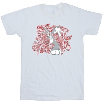 textil Niña Camisetas manga larga Dessins Animés ACME Doodles Bugs Bunny Blanco