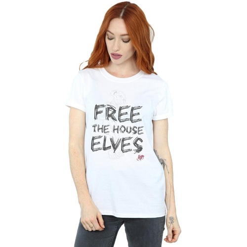 textil Mujer Camisetas manga larga Harry Potter Dobby Free The House Elves Blanco