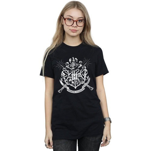 textil Mujer Camisetas manga larga Harry Potter Hogwarts Badge Wands Negro