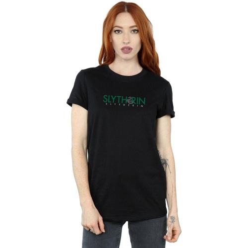 textil Mujer Camisetas manga larga Harry Potter Slytherin Text Negro