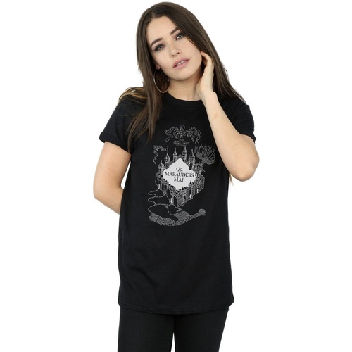 textil Mujer Camisetas manga larga Harry Potter The Marauder's Map Negro