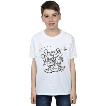 textil Niño Tops y Camisetas Disney Mickey And Minnie Mouse Kiss Sketch Blanco