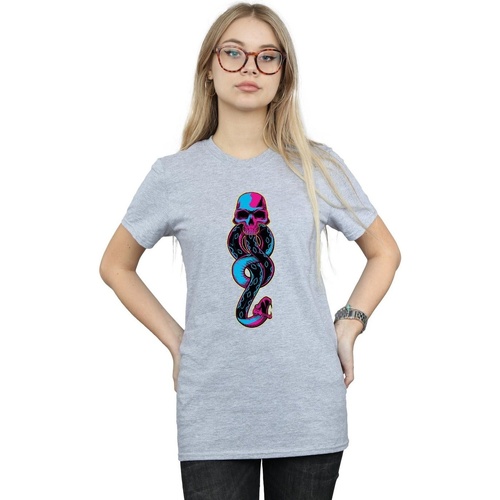 textil Mujer Camisetas manga larga Harry Potter Neon Dark Mark Gris