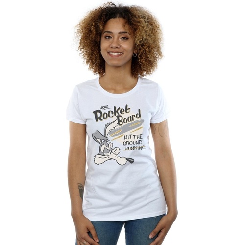 textil Mujer Camisetas manga larga Dessins Animés Wile E Coyote Rocket Board Blanco