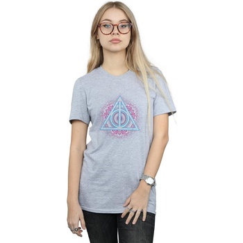 textil Mujer Camisetas manga larga Harry Potter Neon Deathly Hallows Gris