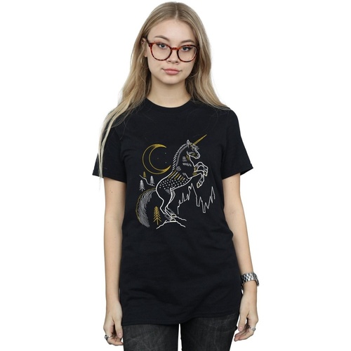textil Mujer Camisetas manga larga Harry Potter Unicorn Line Art Negro
