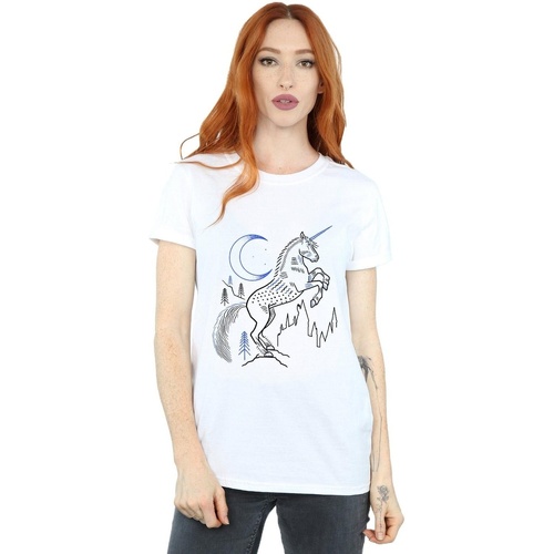 textil Mujer Camisetas manga larga Harry Potter Unicorn Line Art Blanco