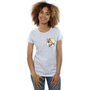textil Mujer Camisetas manga larga Dessins Animés Lola Bunny Face Faux Pocket Gris