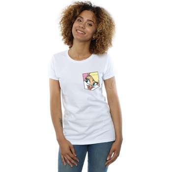 textil Mujer Camisetas manga larga Dessins Animés Lola Bunny Face Faux Pocket Blanco