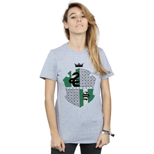 textil Mujer Camisetas manga larga Harry Potter Slytherin Shield Gris