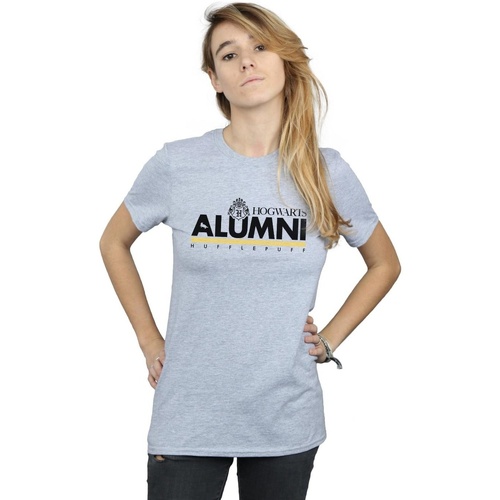 textil Mujer Camisetas manga larga Harry Potter Hogwarts Alumni Hufflepuff Gris