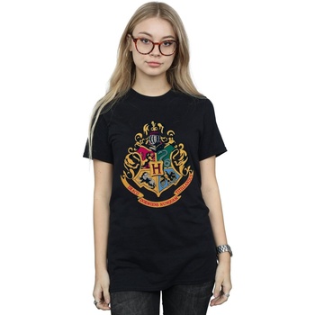 textil Mujer Camisetas manga larga Harry Potter Hogwarts Crest Gold Ink Negro