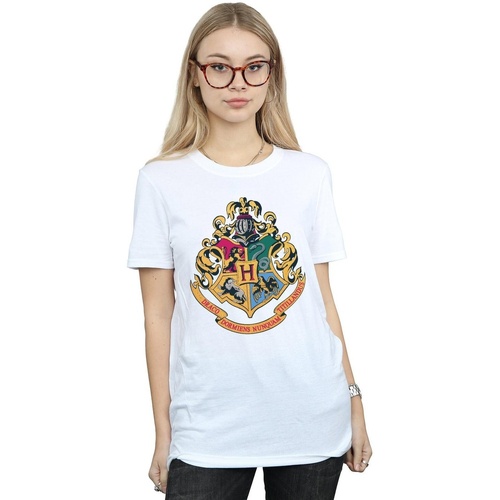 textil Mujer Camisetas manga larga Harry Potter Hogwarts Crest Gold Ink Blanco
