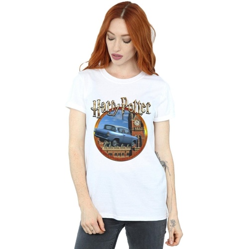 textil Mujer Camisetas manga larga Harry Potter Flying Car Blanco