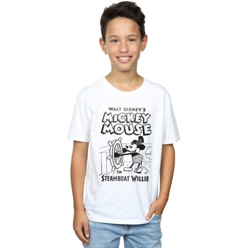 textil Niño Camisetas manga corta Disney Mickey Mouse Steamboat Willie Blanco