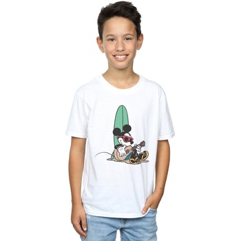 textil Niño Camisetas manga corta Disney Mickey Mouse Surf And Chill Blanco