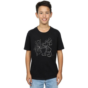 textil Niño Camisetas manga corta Disney Mickey Mouse Steamboat Sketch Negro