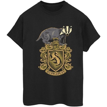 textil Mujer Camisetas manga larga Harry Potter Hufflepuff Sketch Crest Negro