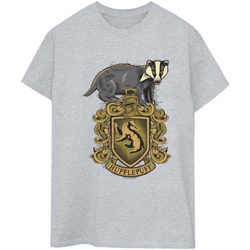 textil Mujer Camisetas manga larga Harry Potter Hufflepuff Sketch Crest Gris