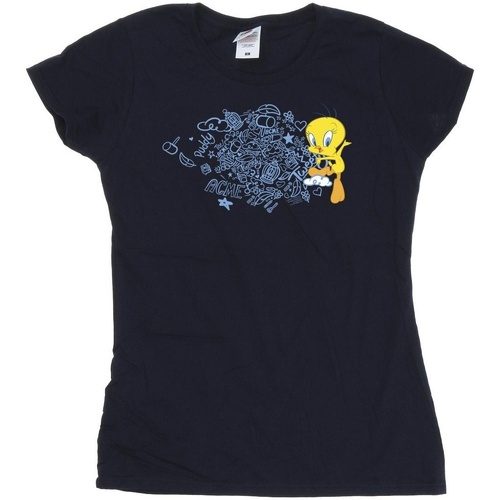 textil Mujer Camisetas manga larga Dessins Animés ACME Doodles Tweety Azul