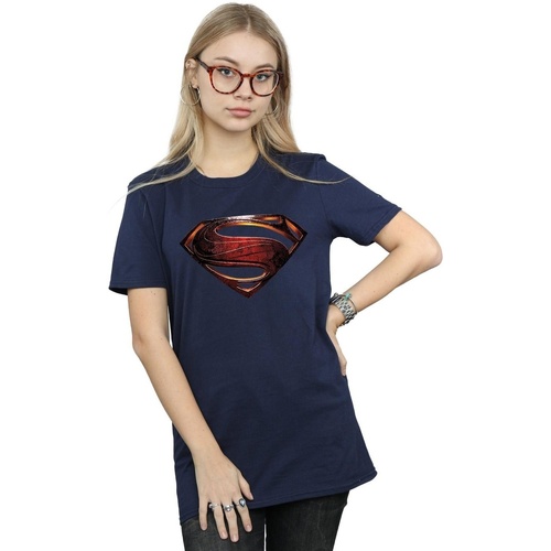 textil Mujer Camisetas manga larga Dc Comics Justice League Movie Superman Emblem Azul
