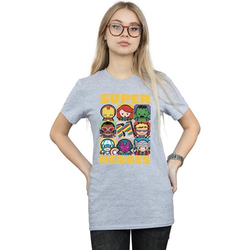 textil Mujer Camisetas manga larga Marvel Kawaii Super Heroes Gris