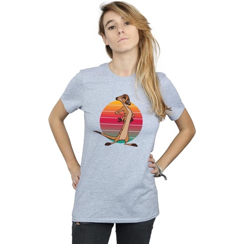 textil Mujer Camisetas manga larga Disney The Lion King Timon Sunset Gris