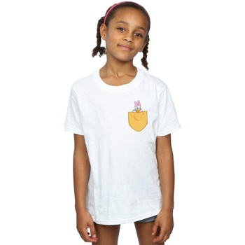 textil Niña Camisetas manga larga Disney Daisy Duck Faux Pocket Blanco