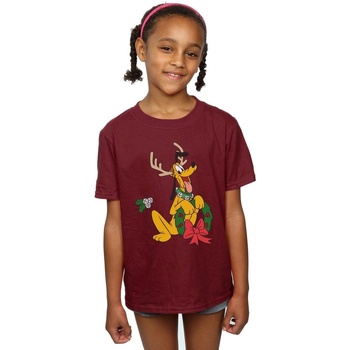 textil Niña Camisetas manga larga Disney Pluto Christmas Reindeer Multicolor