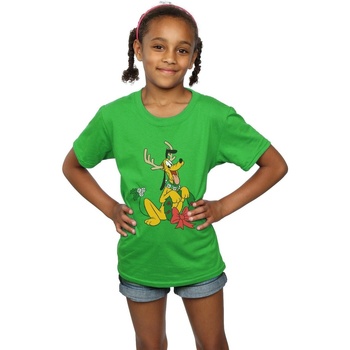 textil Niña Camisetas manga larga Disney Pluto Christmas Reindeer Verde
