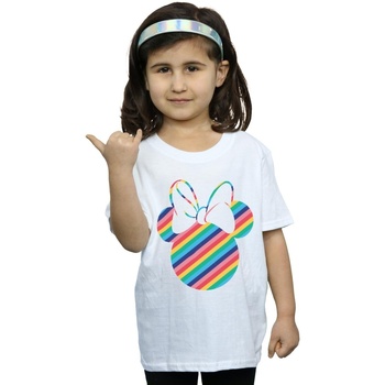 textil Niña Camisetas manga larga Disney Minnie Mouse Rainbow Face Blanco